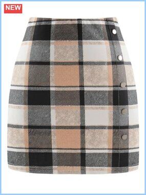 Plaid Mini Skirt High Waist Bodycon Pencil Skirt Fall Winter Party